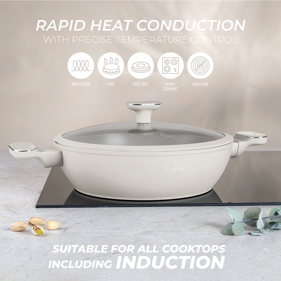 Berlinger Haus 28cm Titan Pro Non-Stick Coating Shallow Pot – Sahara Marble