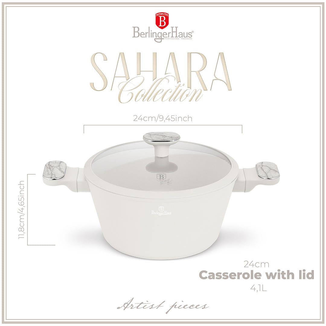 Berlinger Haus 24cm Titan Pro Non-Stick Coating Casserole - Sahara Marble
