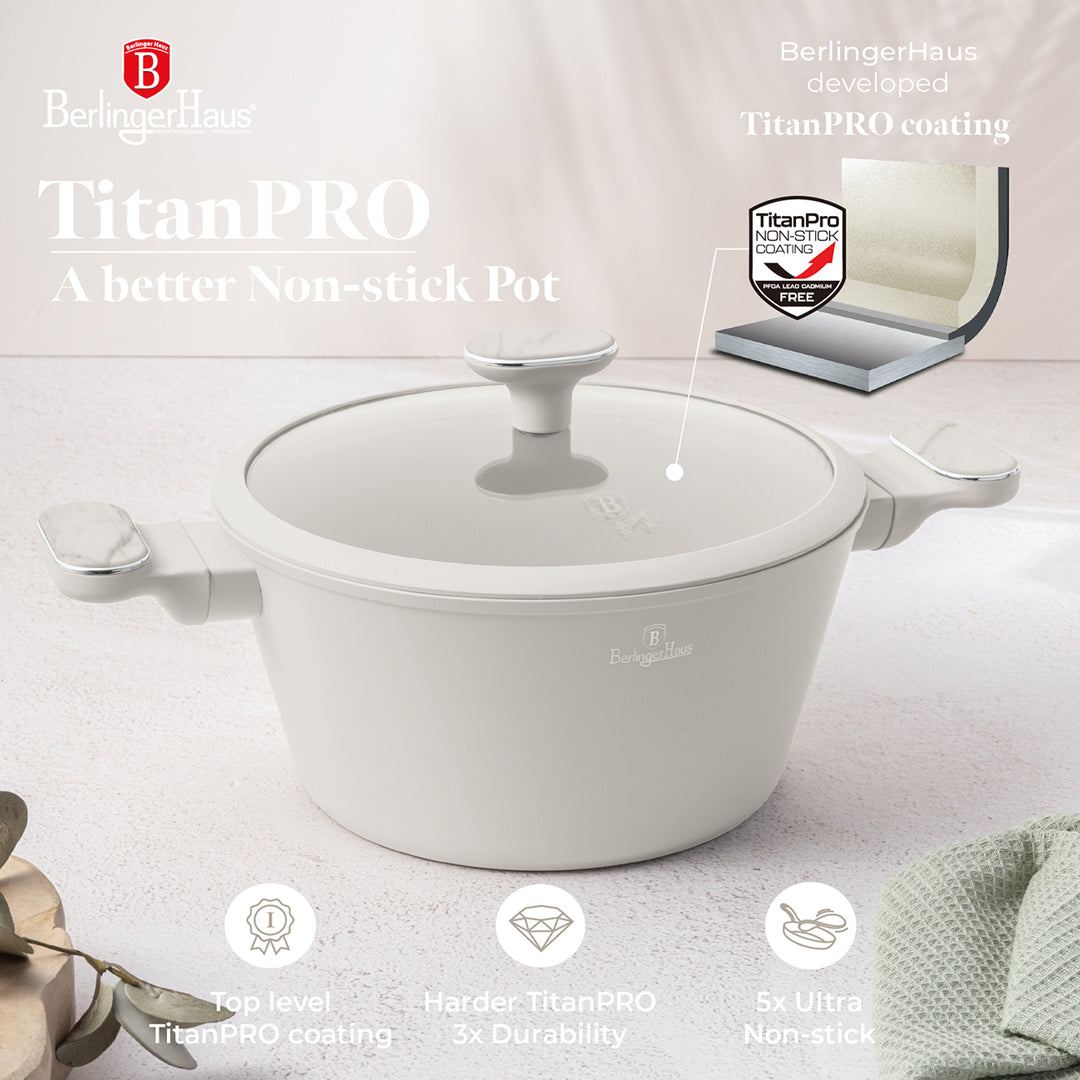 Berlinger Haus 24cm Titan Pro Non-Stick Coating Casserole - Sahara Marble