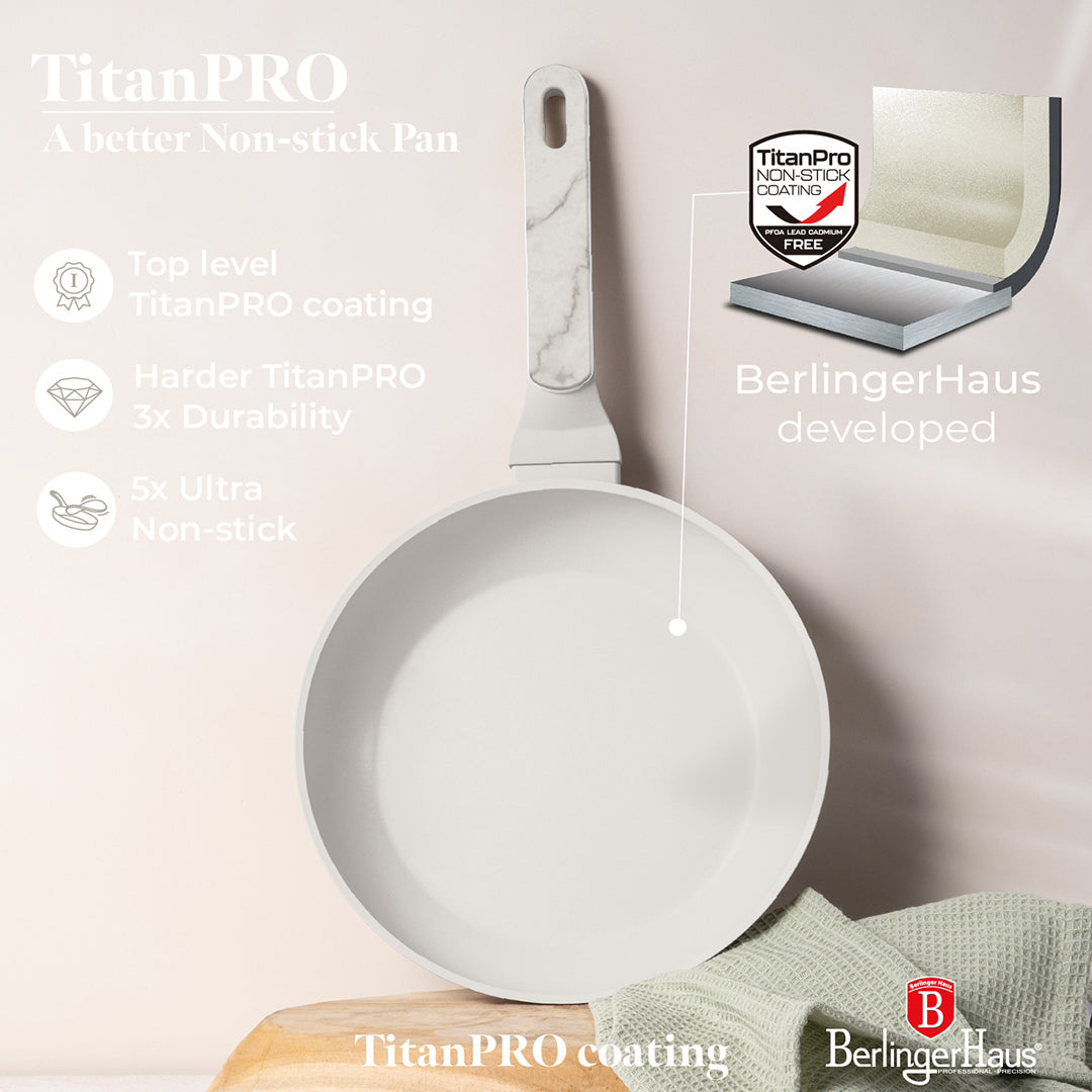 Berlinger Haus 3-Piece Titan Pro Non-Stick Coating Frypan Set - Sahara Marble