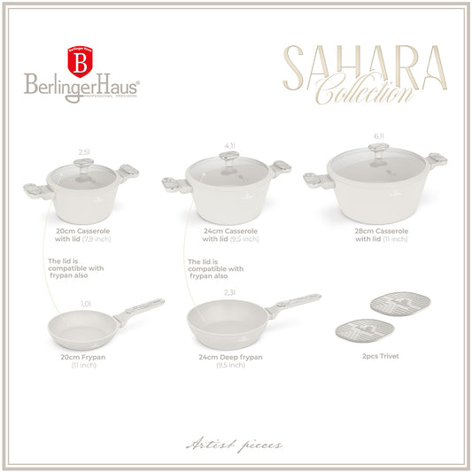 Berlinger Haus 10-Piece Titan Pro Non-Stick Coating Cookware Set – Sahara Marble