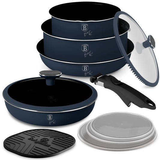 Berlinger Haus 10-Piece Titan Pro Non Stick Coating Oven Safe Cookware Set - Deep Sea