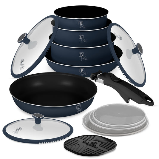 Berlinger Haus 13-Piece Titan Pro Non-Stick Coating Oven Safe Cookware Set - Deep Sea