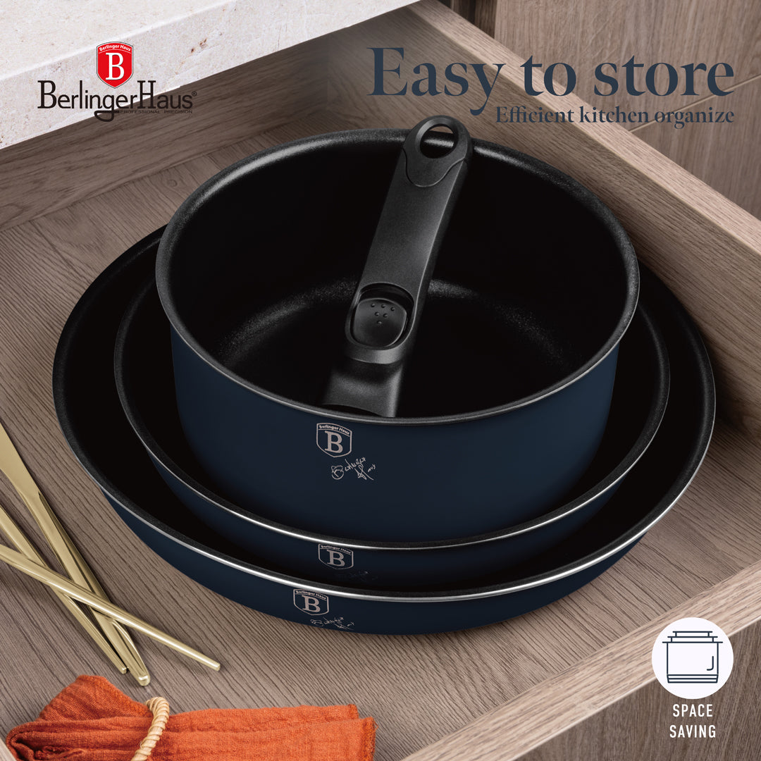 Berlinger Haus 13-Piece Titan Pro Non-Stick Coating Oven Safe Cookware Set - Deep Sea