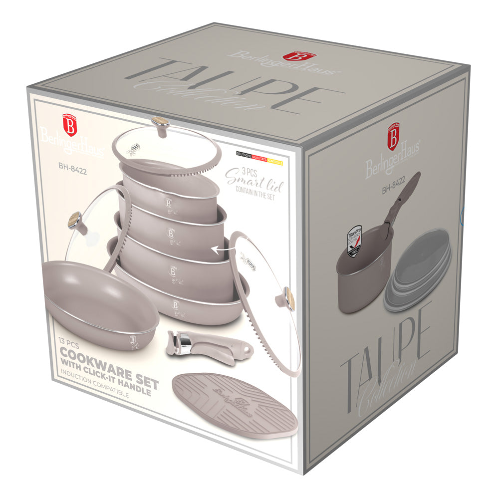 Berlinger Haus 13-Piece Titan Pro Non-Stick Coating Cookware Set - Taupe Nordic