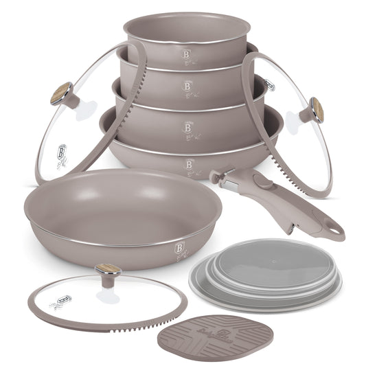 Berlinger Haus 13-Piece Titan Pro Non-Stick Coating Cookware Set - Taupe Nordic