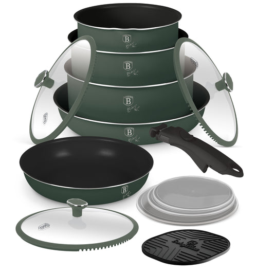 Berlinger Haus 13 Piece Titan Pro Non-Stick Coating Cookware Set - Matte Green