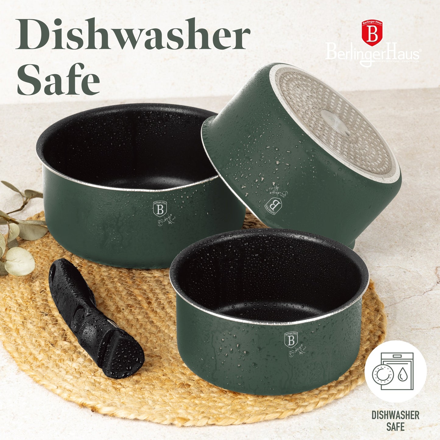 Berlinger Haus 13 Piece Titan Pro Non-Stick Coating Cookware Set - Matte Green