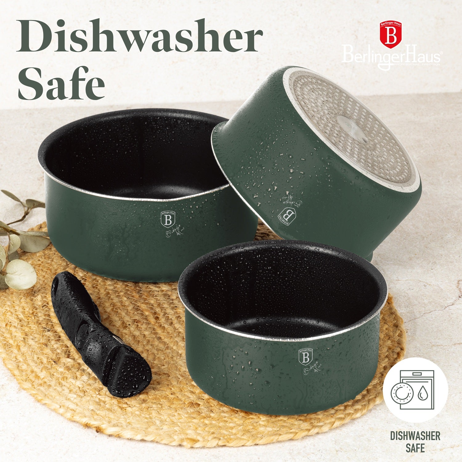 Berlinger Haus 13 Piece Titan Pro Non-Stick Coating Cookware Set - Matte Green