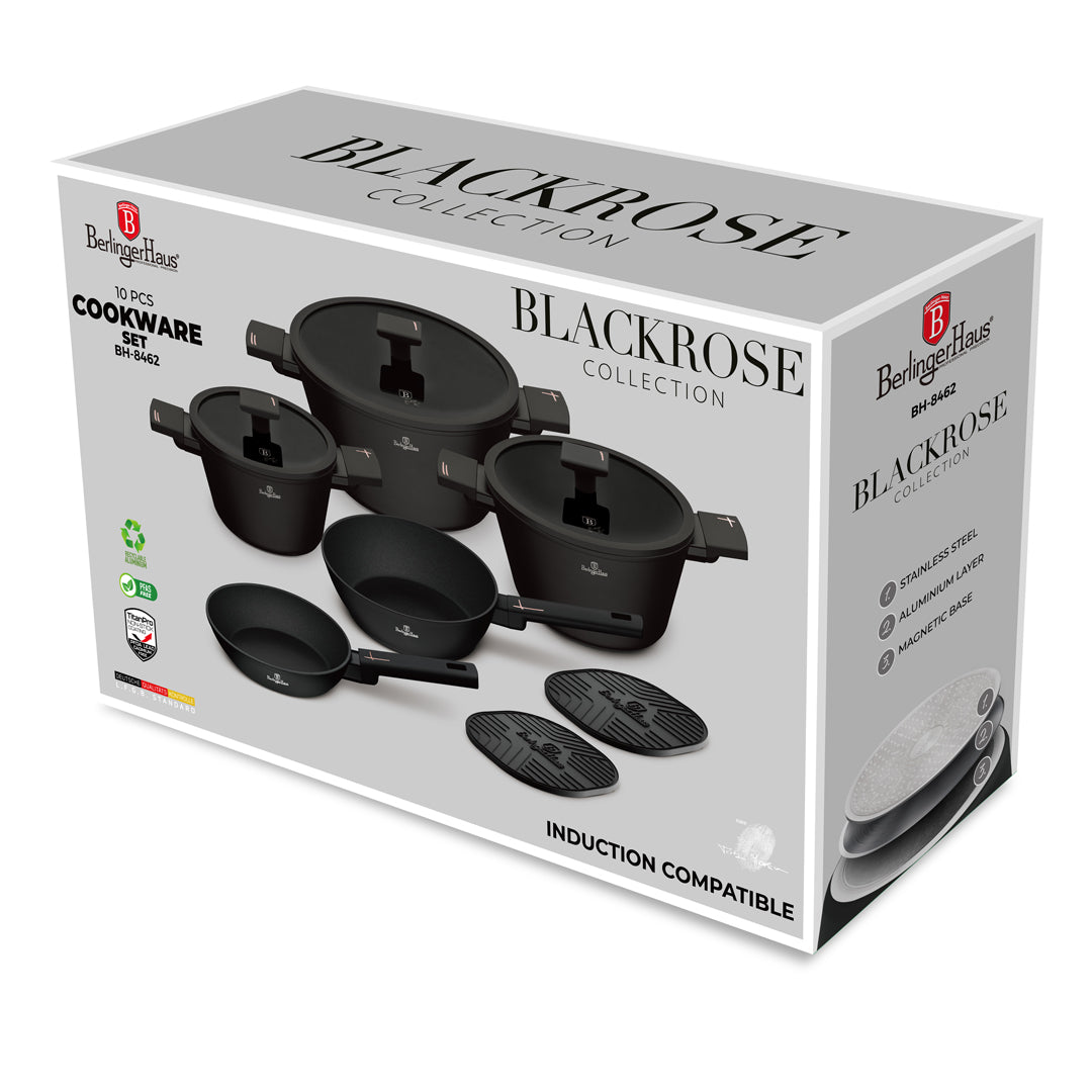 Berlinger Haus 10-Piece Titan Pro Non-Stick Cookware Set - New Black Rose
