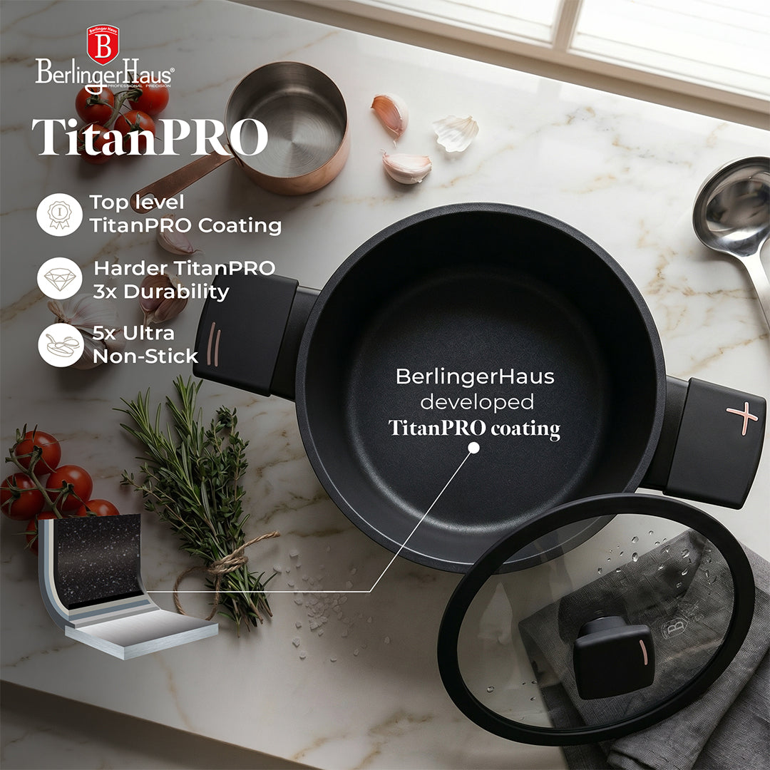 Berlinger Haus 10-Piece Titan Pro Non-Stick Cookware Set - New Black Rose