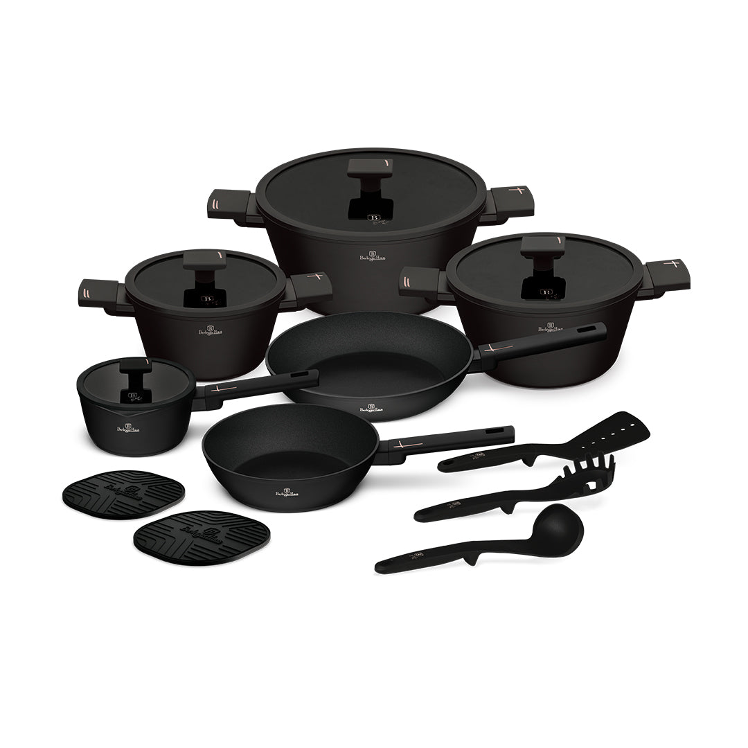 Berlinger Haus 15-Piece Titan Pro Non-Stick Cookware Set - New Black Rose