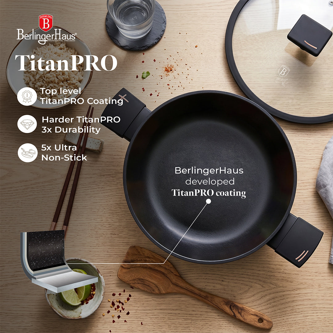Berlinger Haus 15-Piece Titan Pro Non-Stick Cookware Set - New Black Rose
