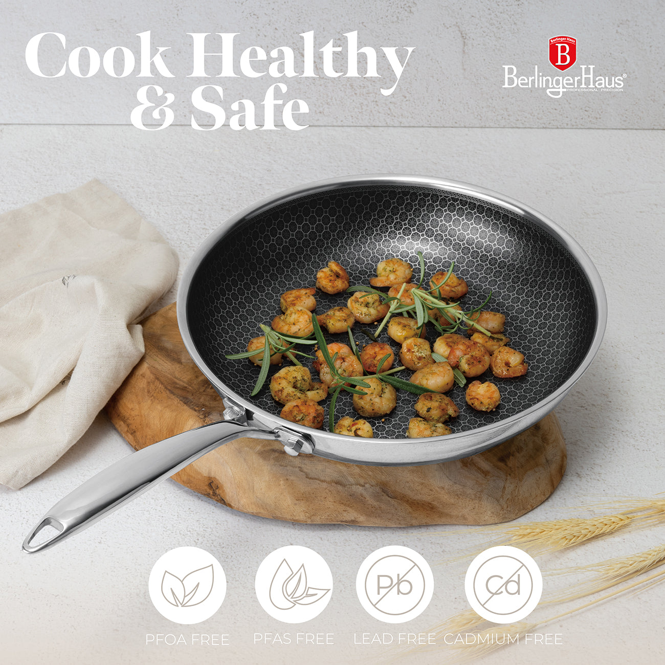 Berlinger Haus 28cm 18/10 Stainless Steel Frypan - Eternal Collection