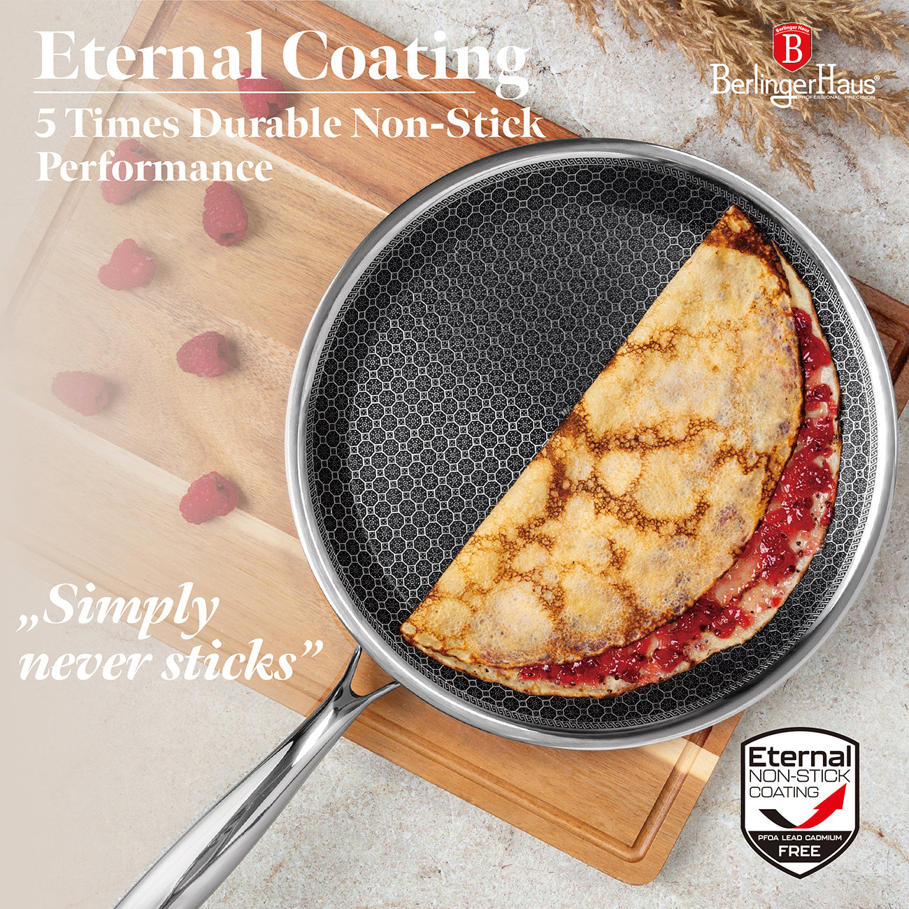 Berlinger Haus 26cm 18/10 Stainless Steel Pancake pan - Eternal Collection