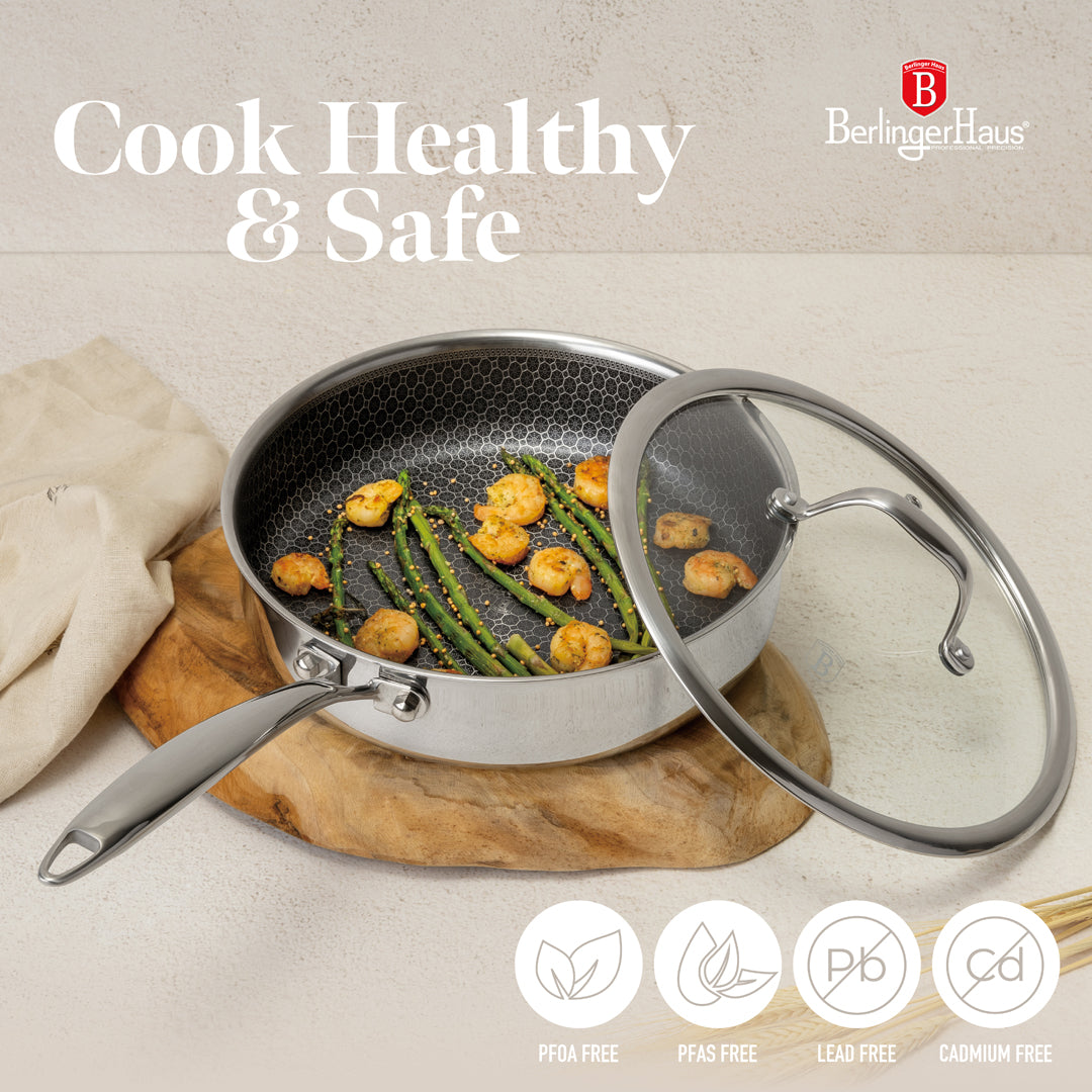 Berlinger Haus 24cm 18/10 Stainless Steel Deep Frypan with Lid - Eternal Collection