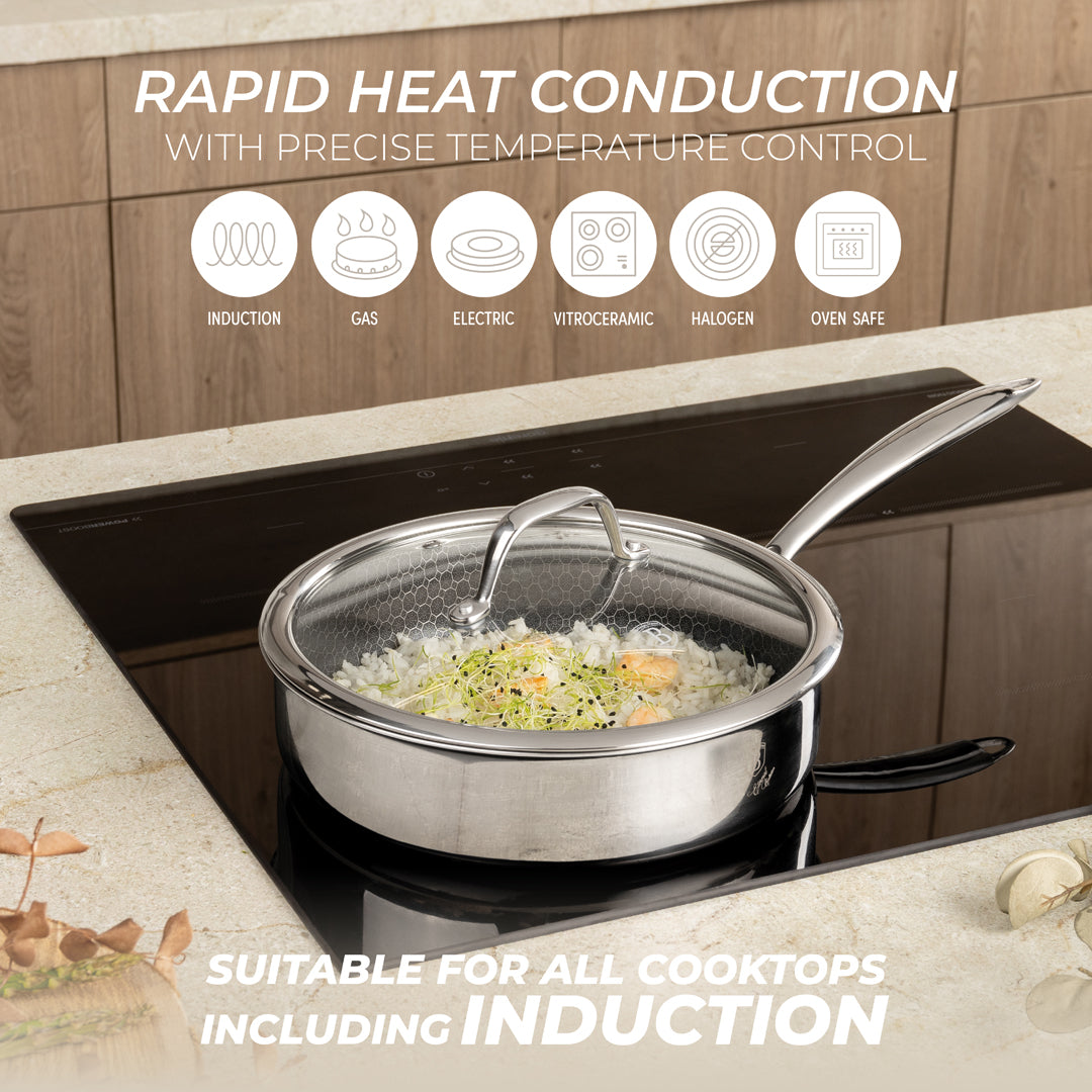 Berlinger Haus 24cm 18/10 Stainless Steel Deep Frypan with Lid - Eternal Collection