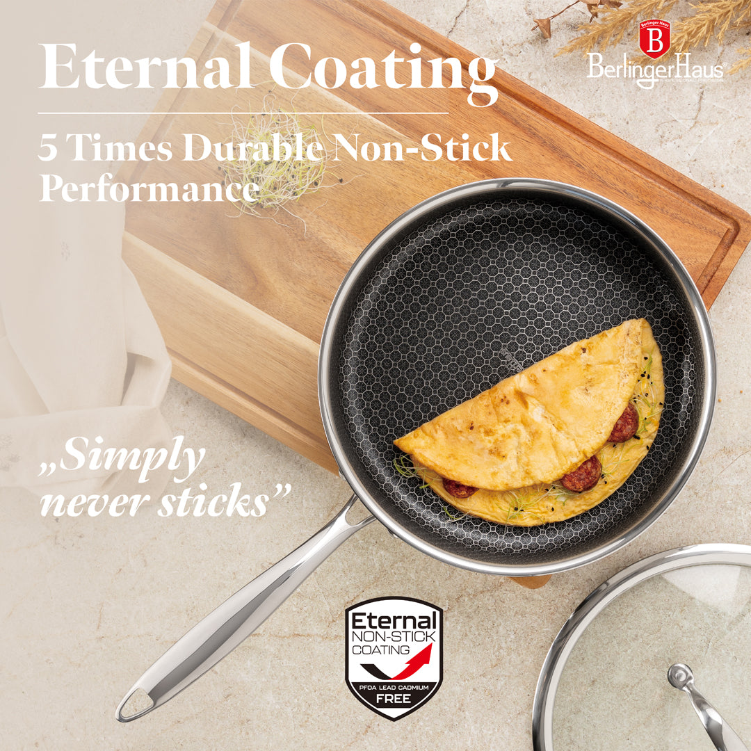 Berlinger Haus 24cm 18/10 Stainless Steel Deep Frypan with Lid - Eternal Collection