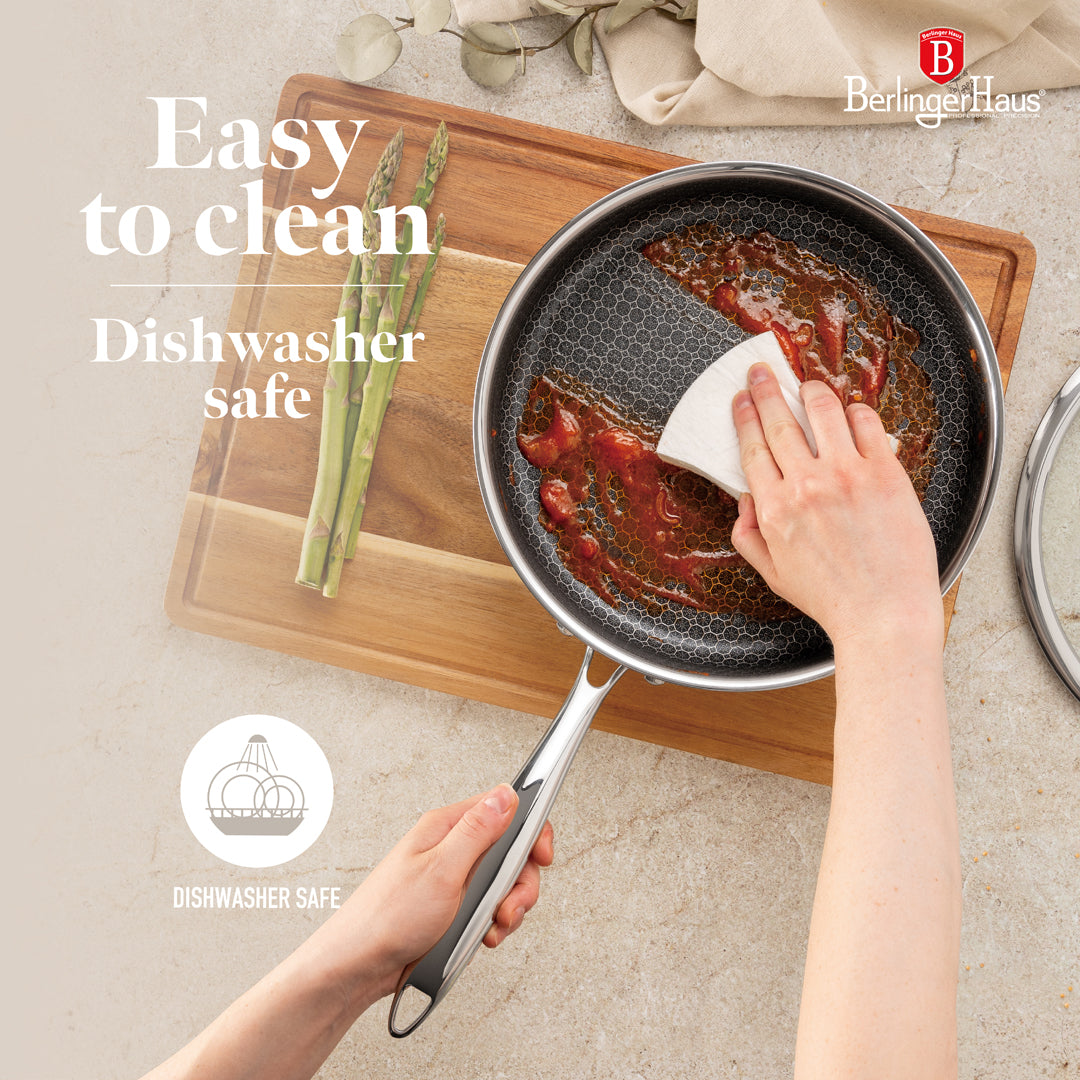 Berlinger Haus 24cm 18/10 Stainless Steel Deep Frypan with Lid - Eternal Collection