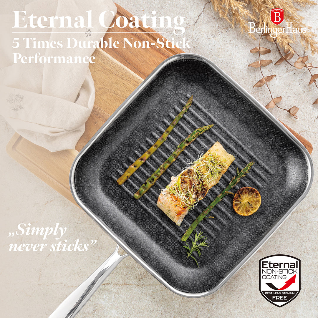 Berlinger Haus 28cm 18/10 Stainless Steel Grill Pan - Eternal Collection