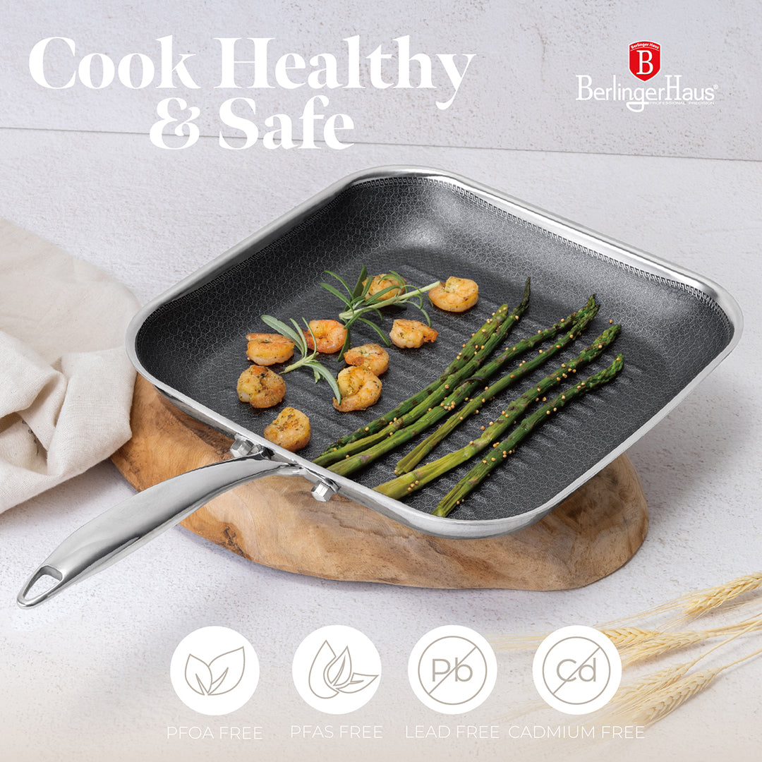 Berlinger Haus 28cm 18/10 Stainless Steel Grill Pan - Eternal Collection