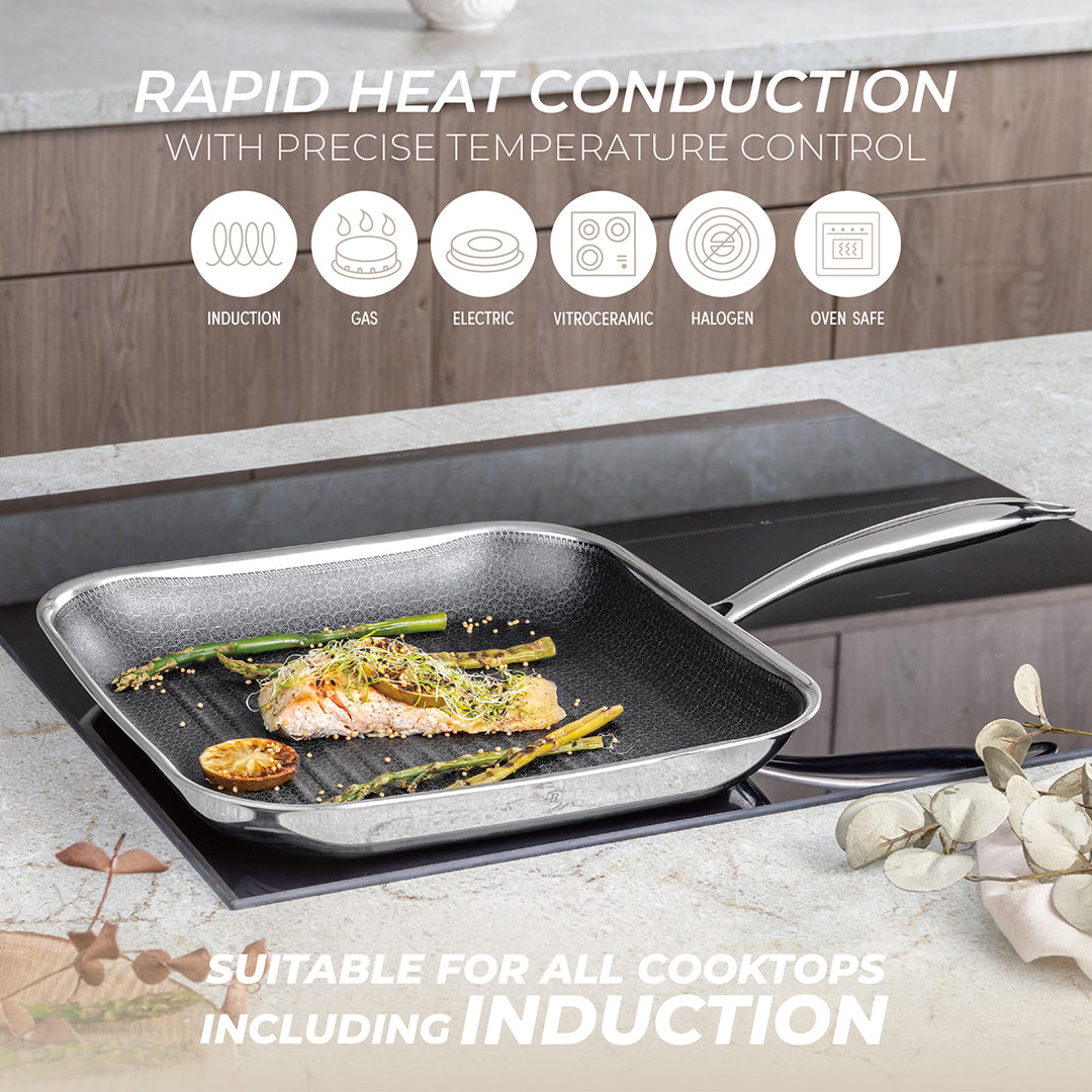 Berlinger Haus 28cm 18/10 Stainless Steel Grill Pan - Eternal Collection