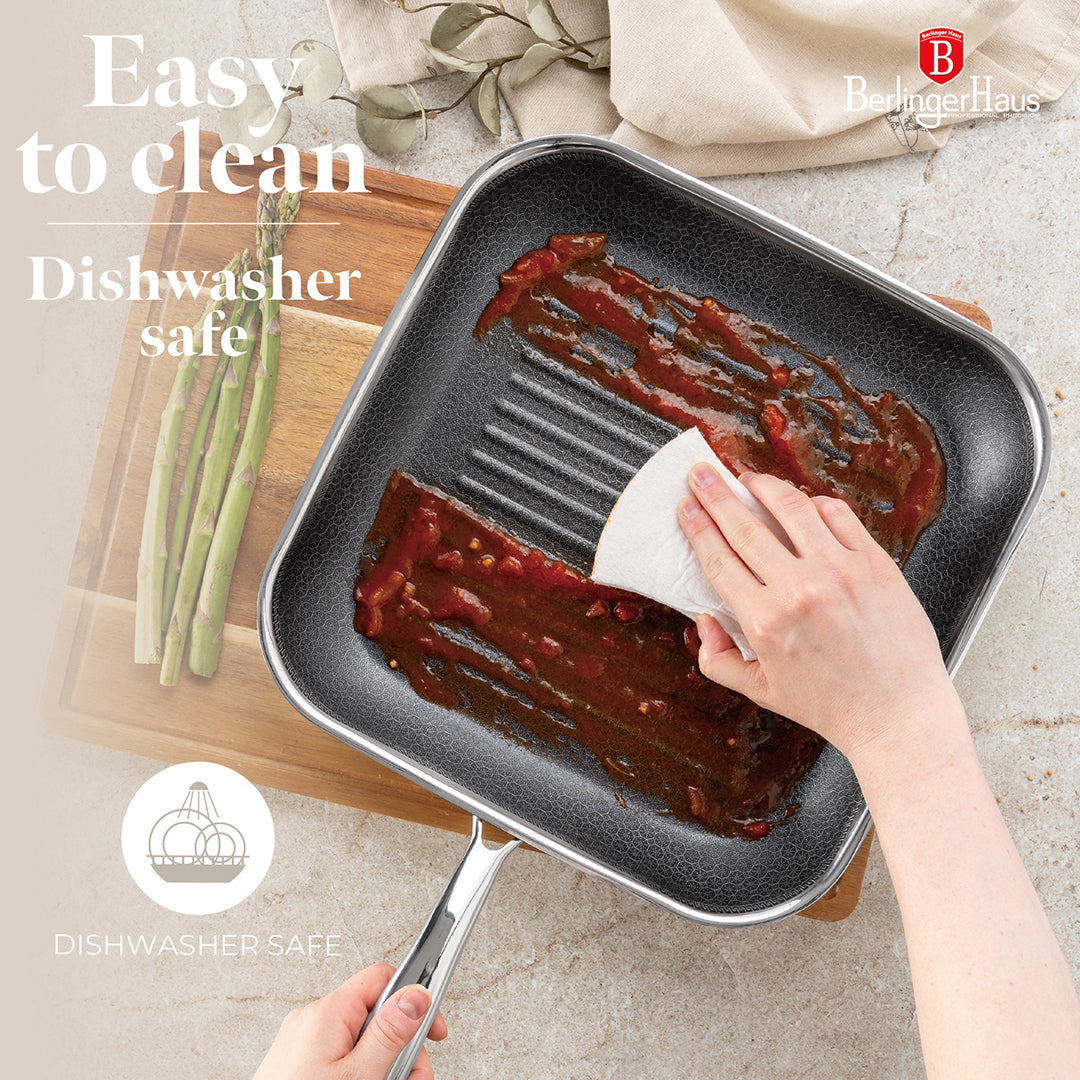 Berlinger Haus 28cm 18/10 Stainless Steel Grill Pan - Eternal Collection