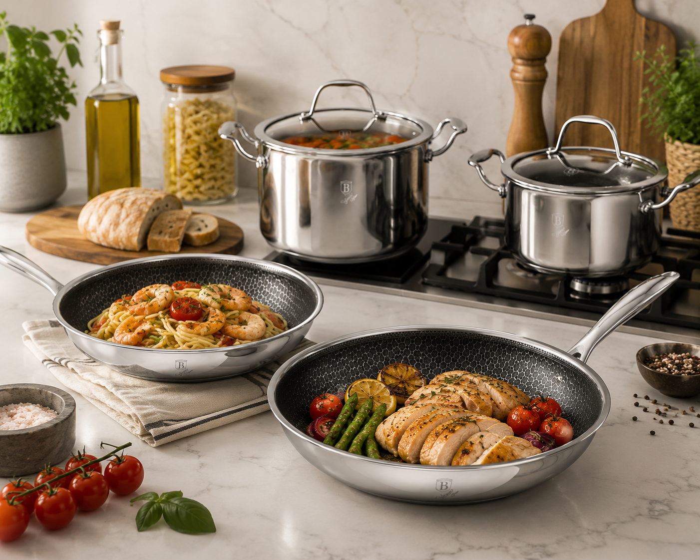 Berlinger Haus 6-Piece 18/10 Stainless Steel Cookware Set – Eternal