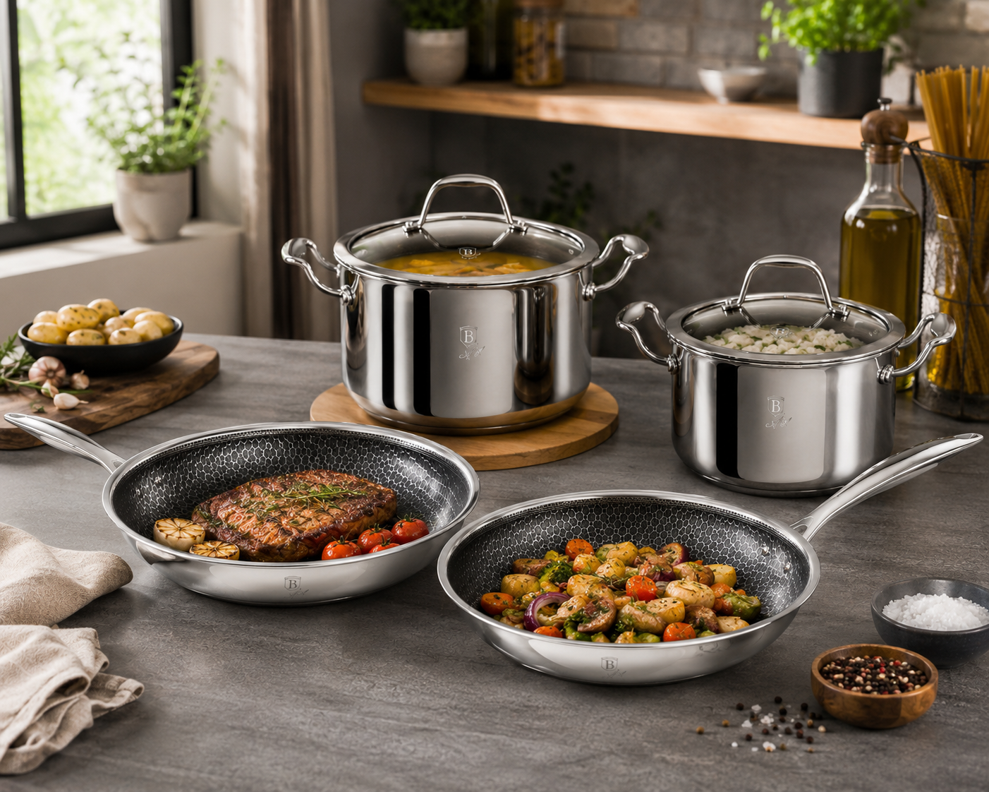Berlinger Haus 6-Piece 18/10 Stainless Steel Cookware Set – Eternal
