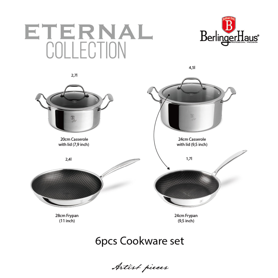 Berlinger Haus 6-Piece 18/10 Stainless Steel Cookware Set – Eternal