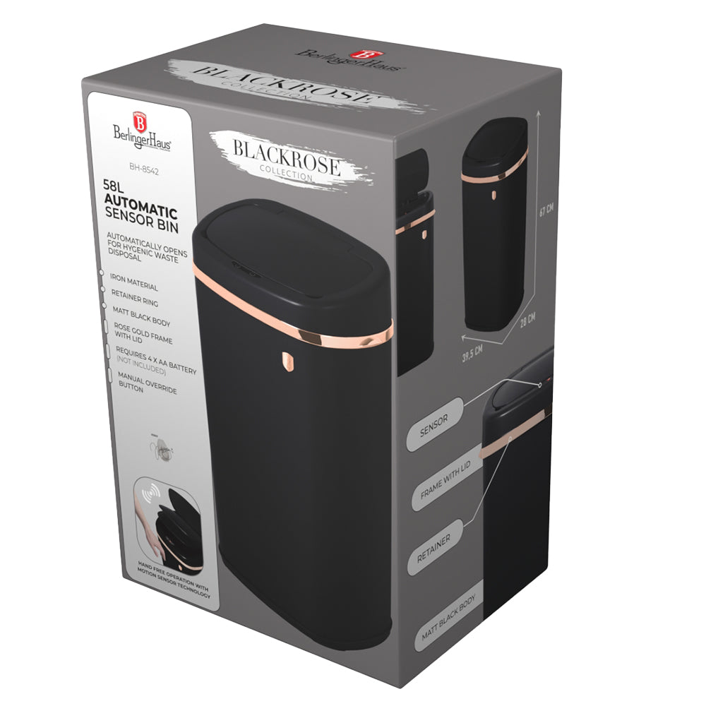 Berlinger Haus 58L Sensor Bin – Black Rose Gold