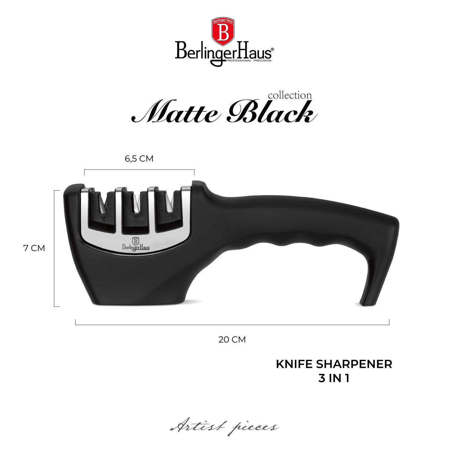 Berlinger Haus 3-in-1 Knife Sharpener - Black Silver