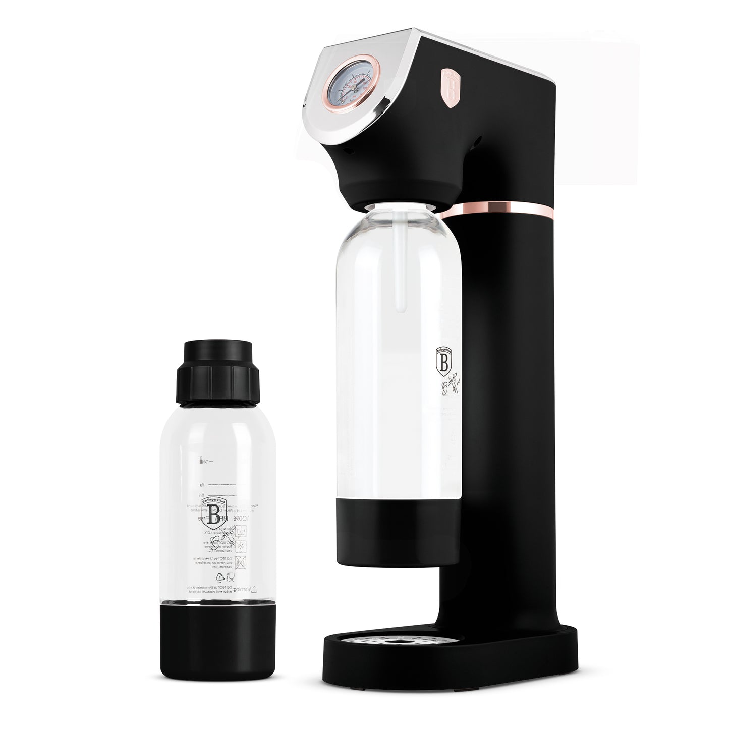 Berlinger Haus Soda Maker with 2 Bottles & Barometer - Black Rose