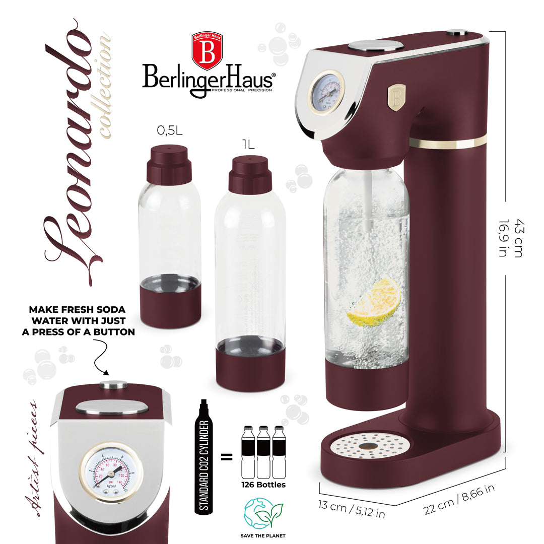 Berlinger Haus Soda Maker with 2 Bottles & Barometer - Leonardo