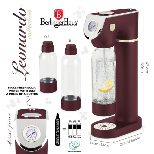 Berlinger Haus Soda Maker with 2 Bottles & Barometer - Leonardo