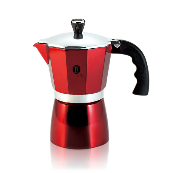 Berlinger Haus 6-Cup Espresso Coffee Maker – Burgundy Metallic