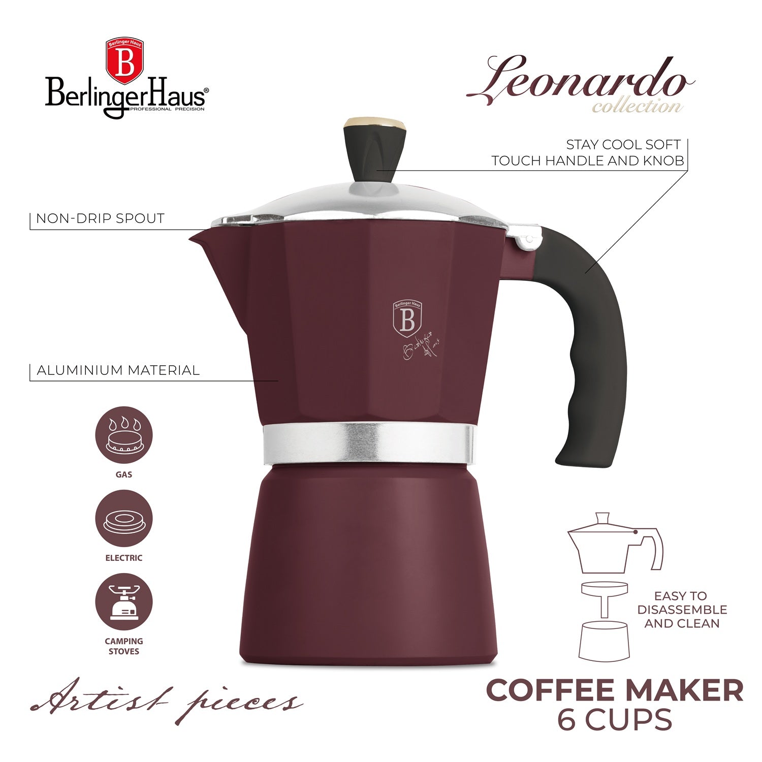Berlinger Haus 6 Cups Espresso Coffee Maker - Leonardo