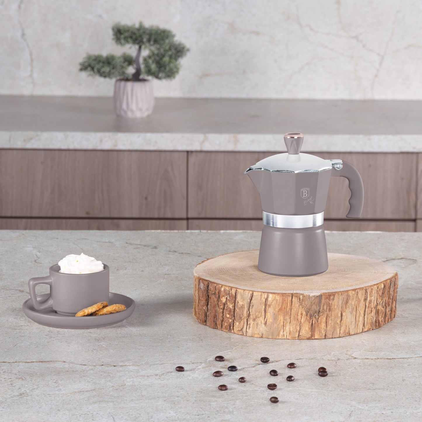 Berlinger Haus 3 Cups Espresso Coffee Maker - Taupe