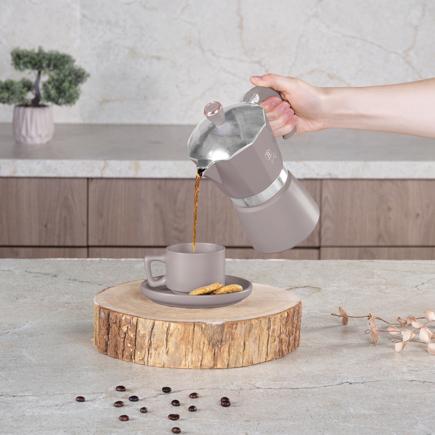 Berlinger Haus Espresso Coffee Maker – 6 Cups - Taupe