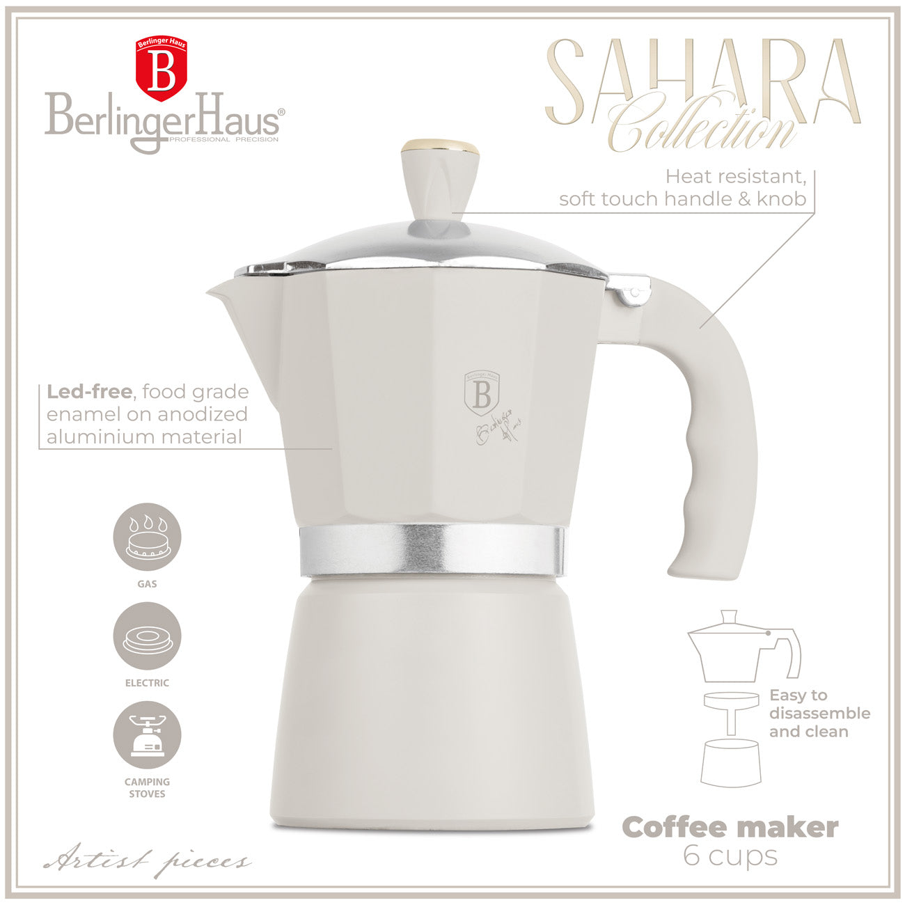 Berlinger Haus 6 Cups Espresso Coffee Maker - Sahara
