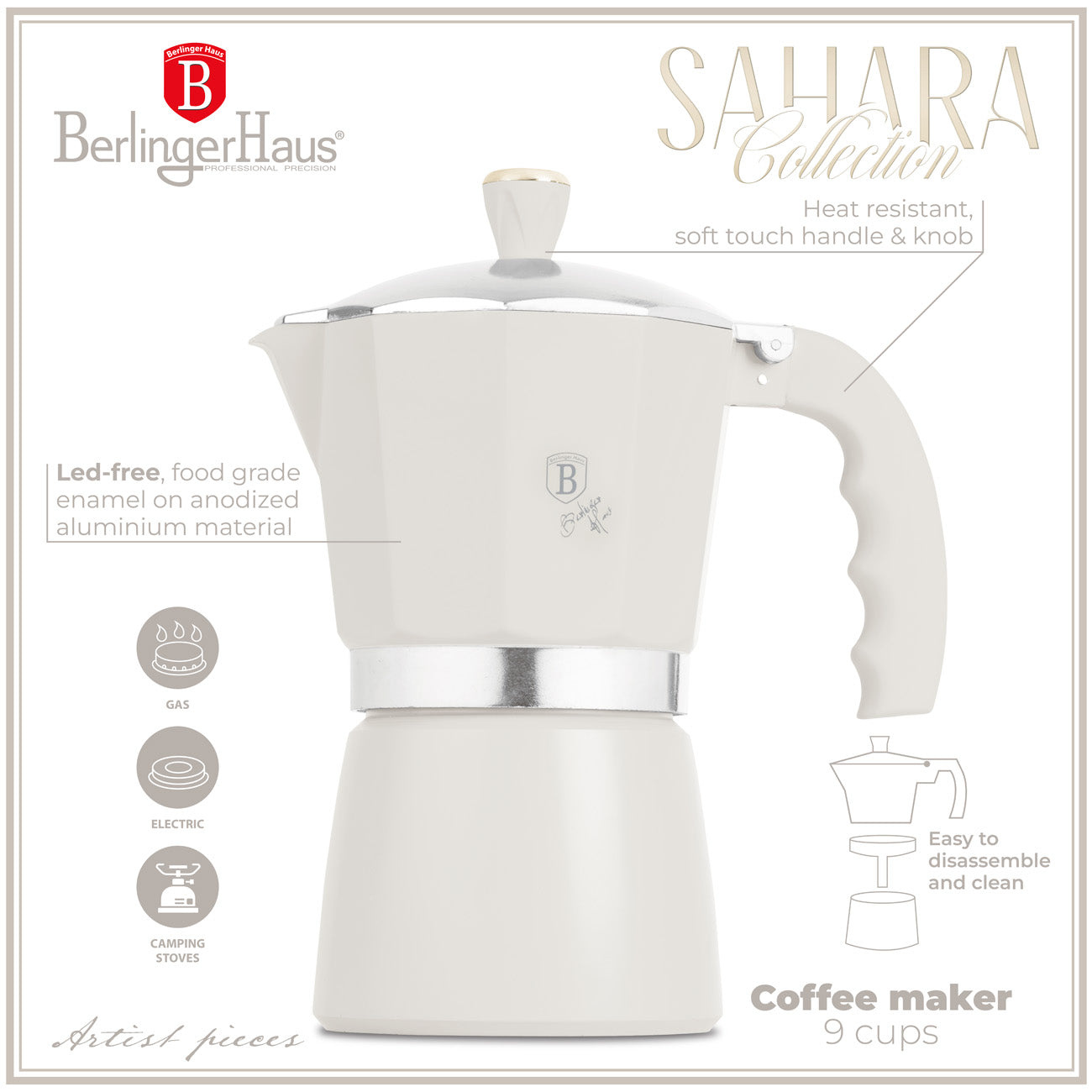 Berlinger Haus 9 Cups Espresso Coffee Maker - Sahara