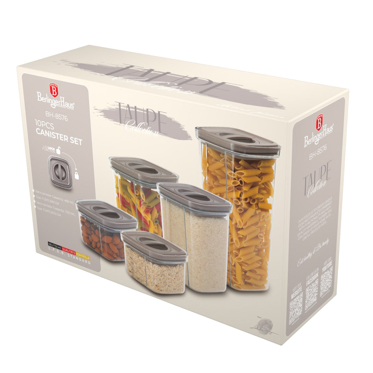 Berlinger Haus 5-Piece Airtight Canister Set – Taupe