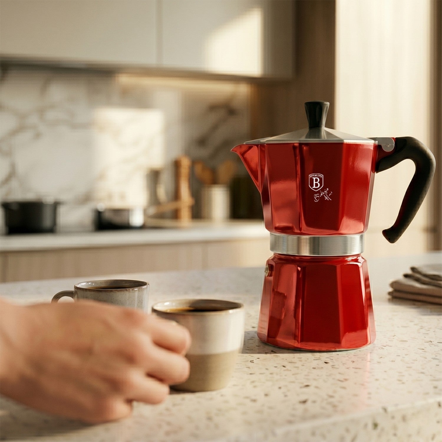 Berlinger Haus 9 Cup Aluminum Coffee Maker - Burgundy