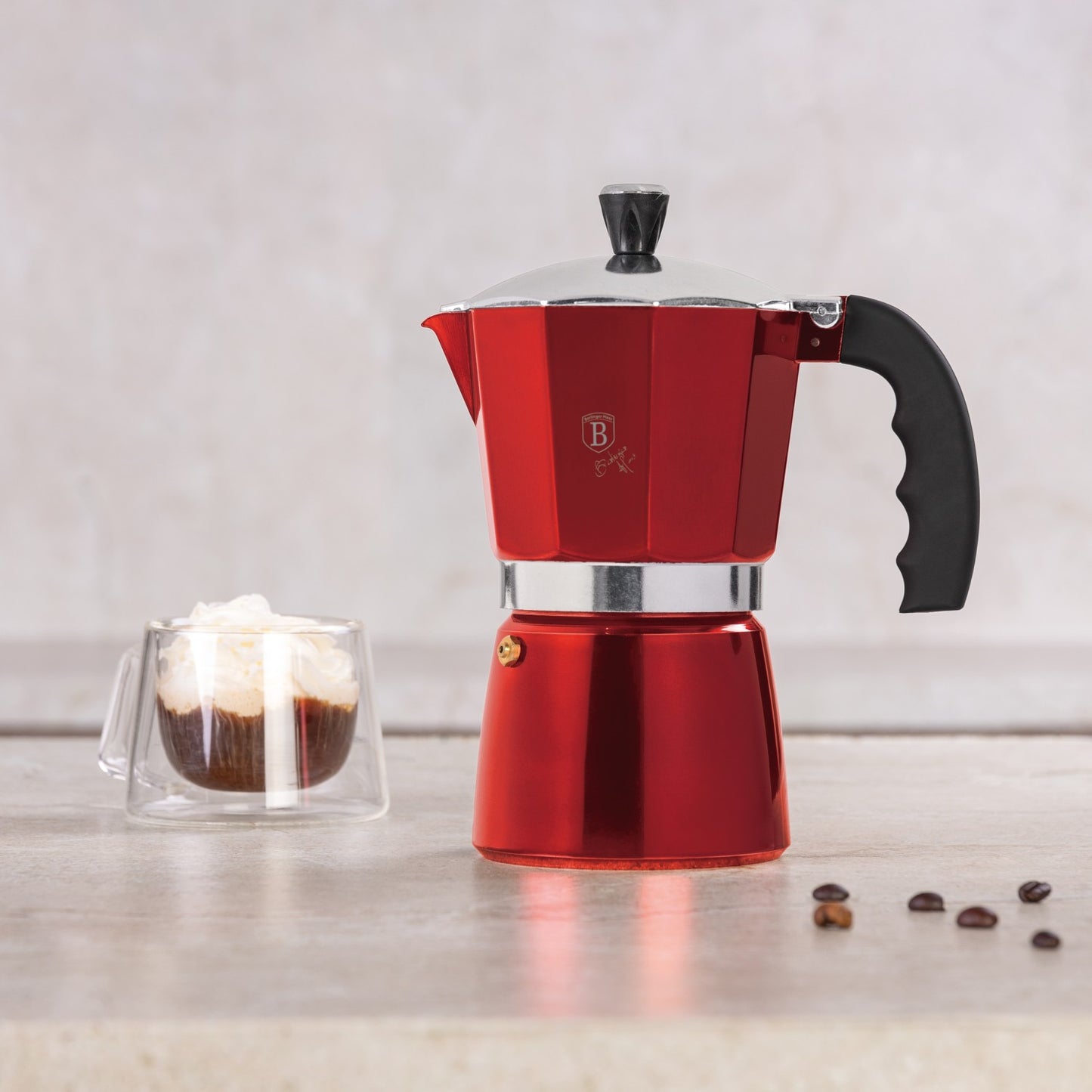 Berlinger Haus 9 Cup Aluminum Coffee Maker - Burgundy