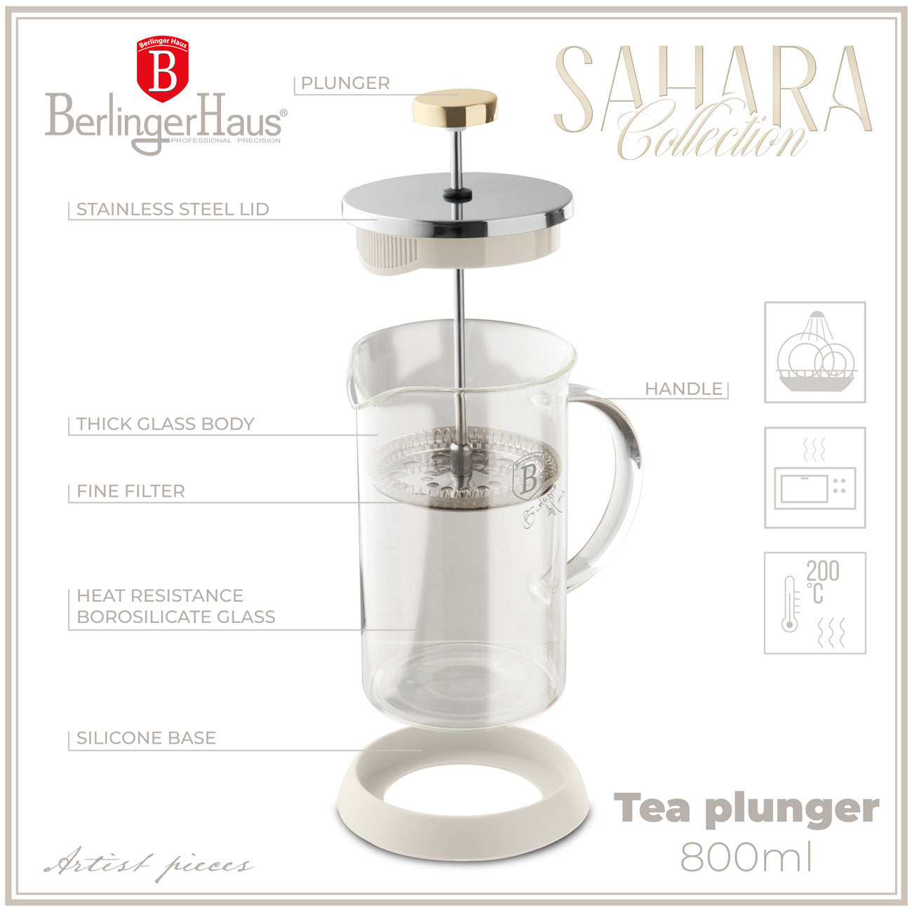 Berlinger Haus 800ml Coffee & Tea Plunger - Sahara