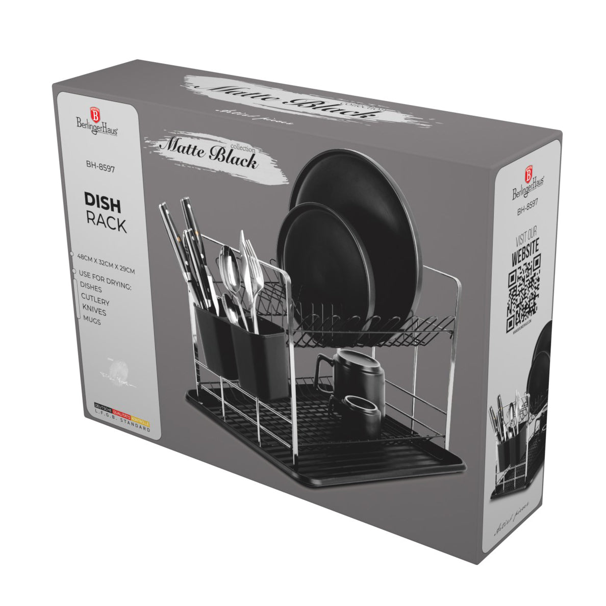 Berlinger Haus 48cm Dish Rack – Matt Black