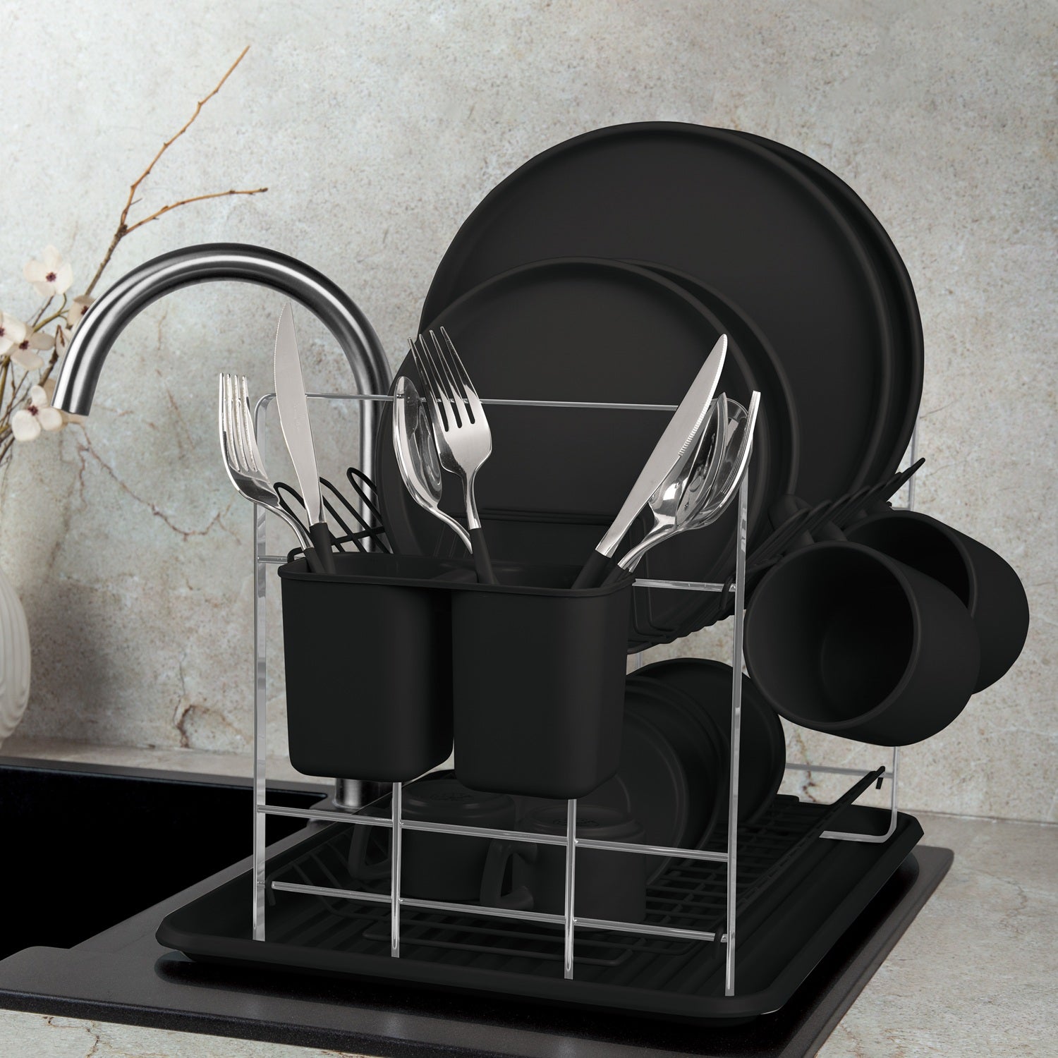 Berlinger Haus 48cm Dish Rack – Matt Black