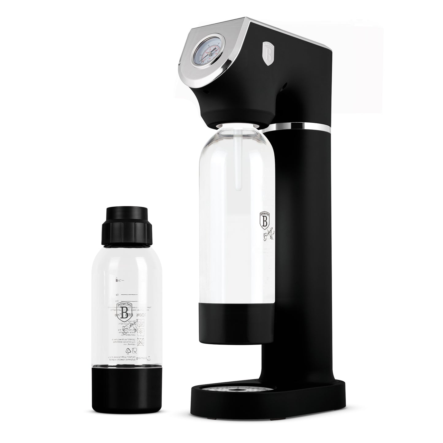 Berlinger Haus Soda Maker with 2 Bottles & Barometer - Matte Black