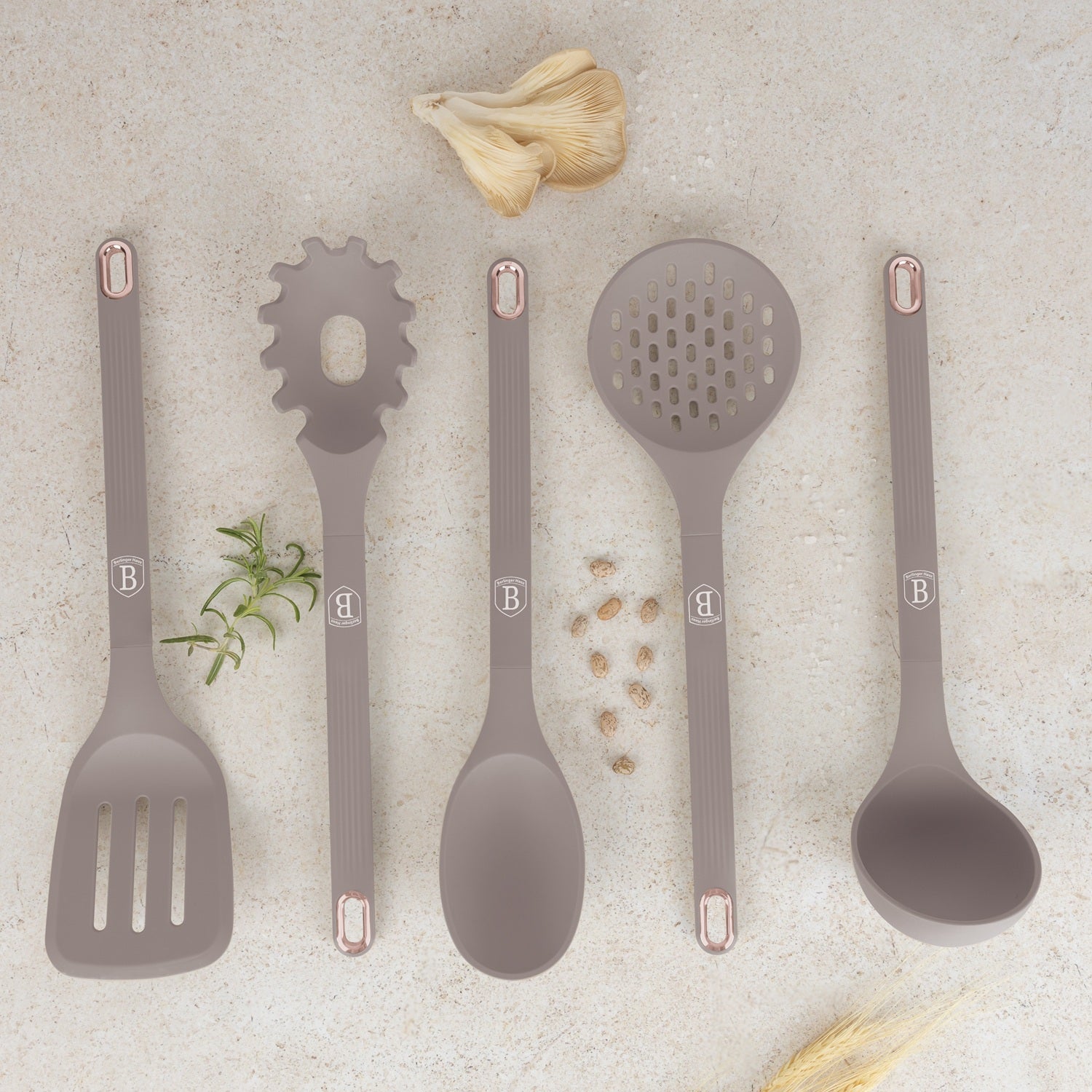 Berlinger Haus 6-Piece Non-Stick Kitchen Tool Set with Stand – Taupe