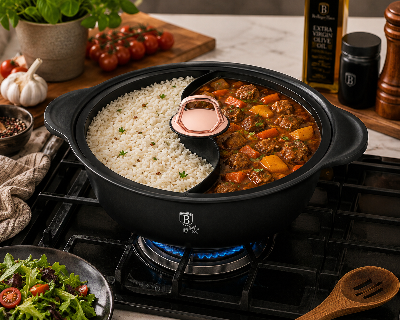 Berlinger Haus 30cm Titan Pro Non-Stick Multi Cooking Casserole – Black Rose